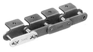 304 Stainless Steel Material Two Sides Bent K-2 Attachment Riveted Attachment Chain C2040SS / 1 in Pitch 