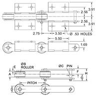 Roller-Conveyor-Chains---B912R-CHAIN---K2-ATTACHMENT--WELDED-_2