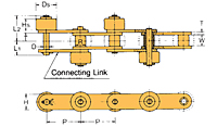 Instalación escalonada de la serie de cadenas de rodillos externos tipo paso doble sin freno-2