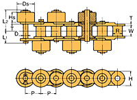 Instalación escalonada de la serie de cadenas de rodillos externos de la serie de polietileno y acero-2