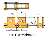 Acoplamiento de cadena de paso doble con rodillos grandes de plástico SK-1