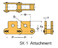 Cadena con aditamentos de paso doble SK-1