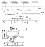 Acero soldado---Cadenas para molturación_CADENA WHX-111---ADITAMENTO A2_2
