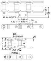Acero soldado---Cadenas para molturación_CADENA WHX-124---ADITAMENTO A2_2