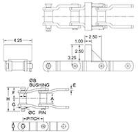 Acero soldado---Cadenas para molturación_CADENA WHX-124H---ADITAMENTO RF2_2