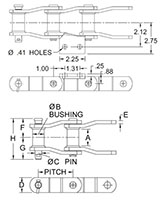 Acero soldado---Cadenas para molturación_CADENA WHX-82---ADITAMENTO A2_2