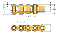 Cadena transportadora LAMBDA® de paso único con pasadores huecos