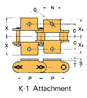 Cadena con aditamentos de paso doble K-1