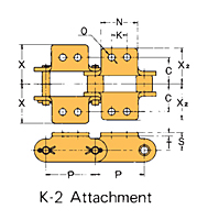Cadena con aditamentos de paso doble K-2