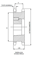 Ruedas dentadas (sprockets) dobles simples 100 TAPER-LOCK®-2