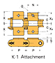 Cadena con aditamentos de paso doble K-1
