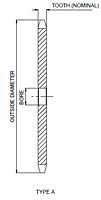 Nº 35 – Passo de 3/8 pol – Rodas dentadas com orifício simples, Tipo A-2